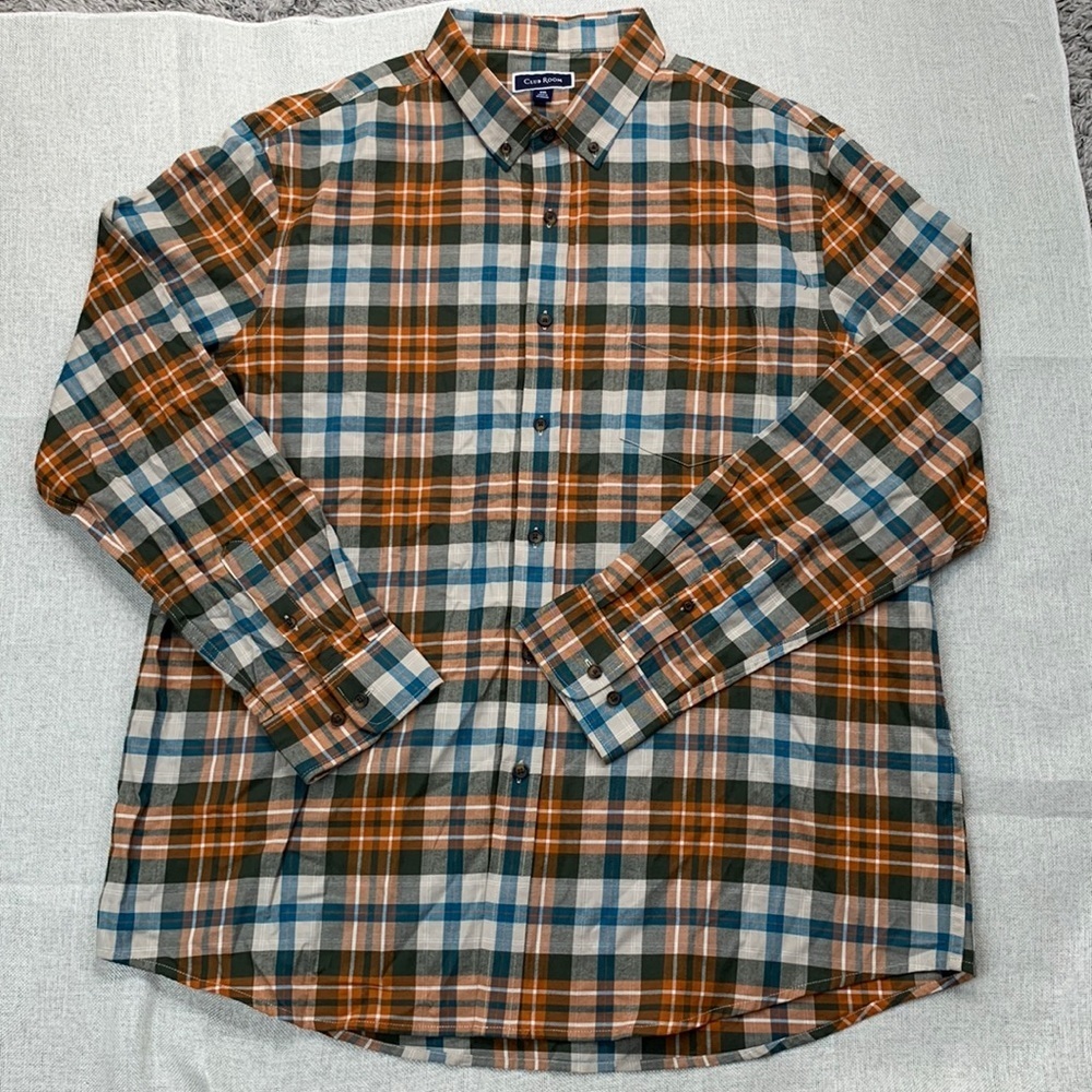 Club Room Men's Soft Brushed Cotton Plaid Shirt 2XL